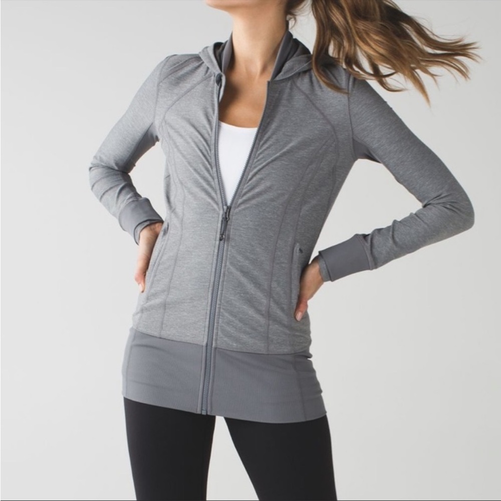 Lululemon Daily Practice Gray Zip- Up Jacket with Hood Hoodie Women’s Size 2